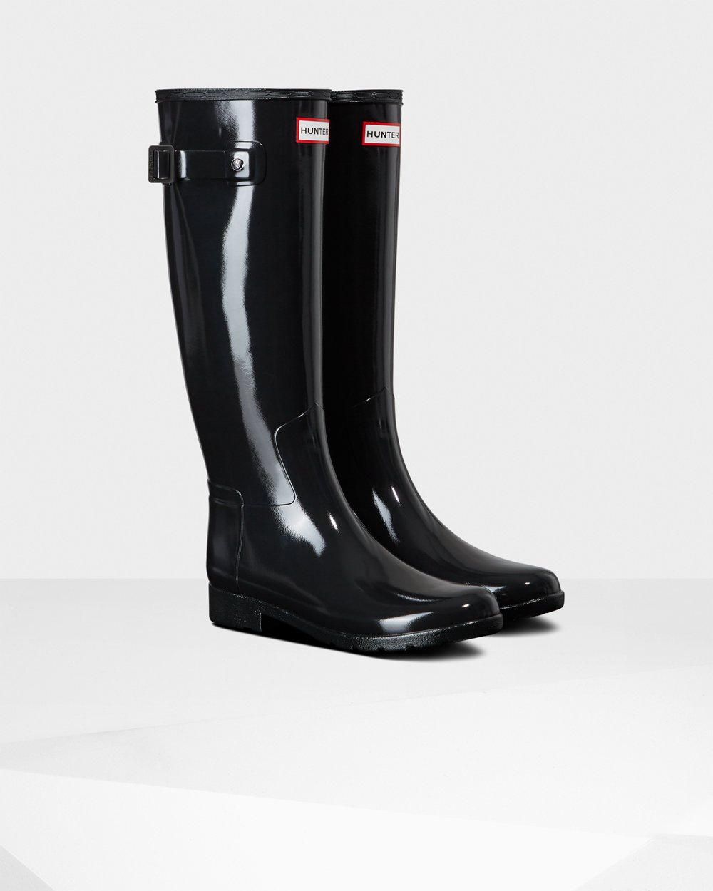 Hunter Mujer Refined Slim Fit Gloss - Botas de Lluvia Negras - 793-FHNJXE